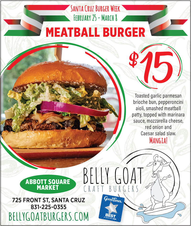 belly goat burgers, santa cruz burger week specials