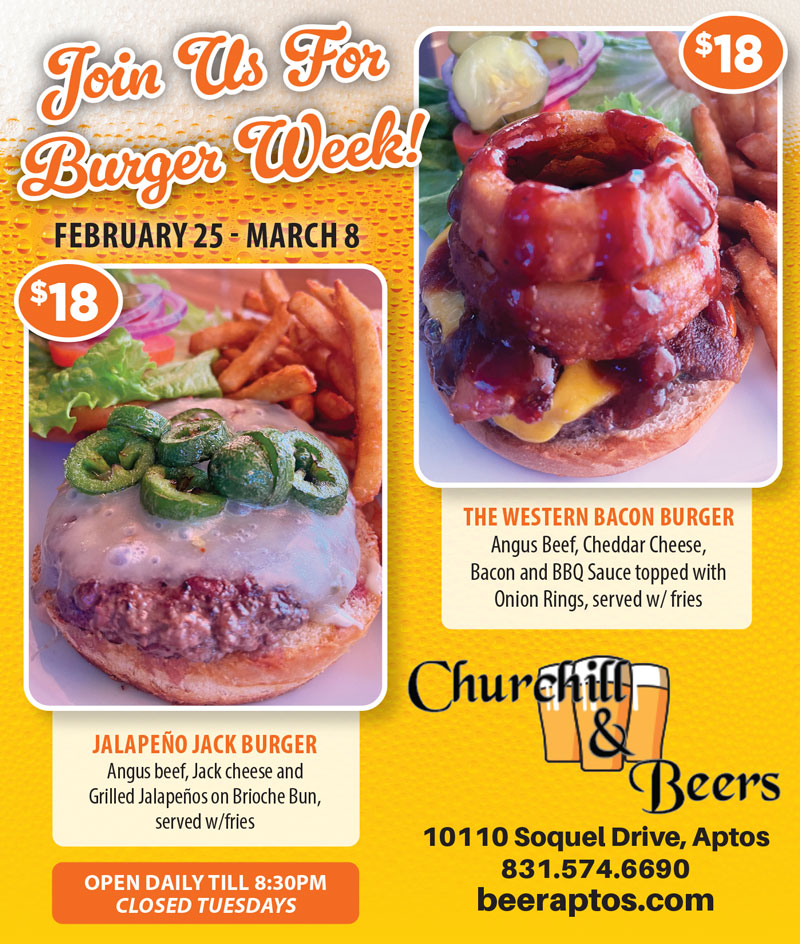 churchill and beers, santa cruz burger week specials