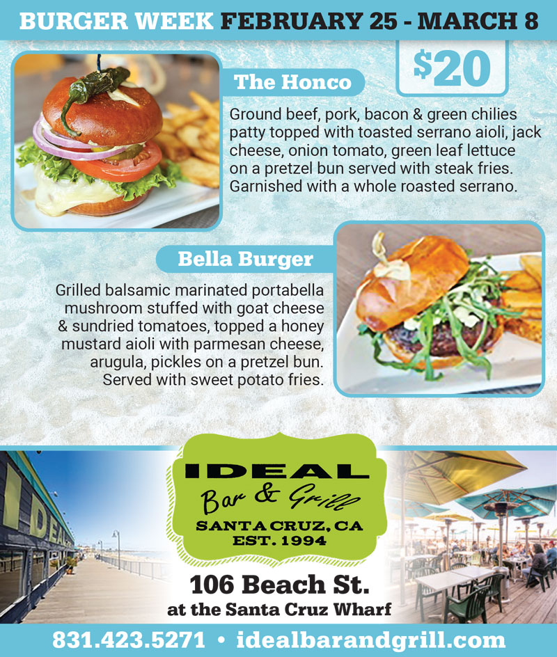 ideal bar and grill, santa cruz burger week menu