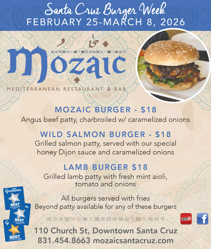 mozaic santa cruz burger week specials