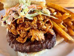 paradise beach grille pulled pork burger