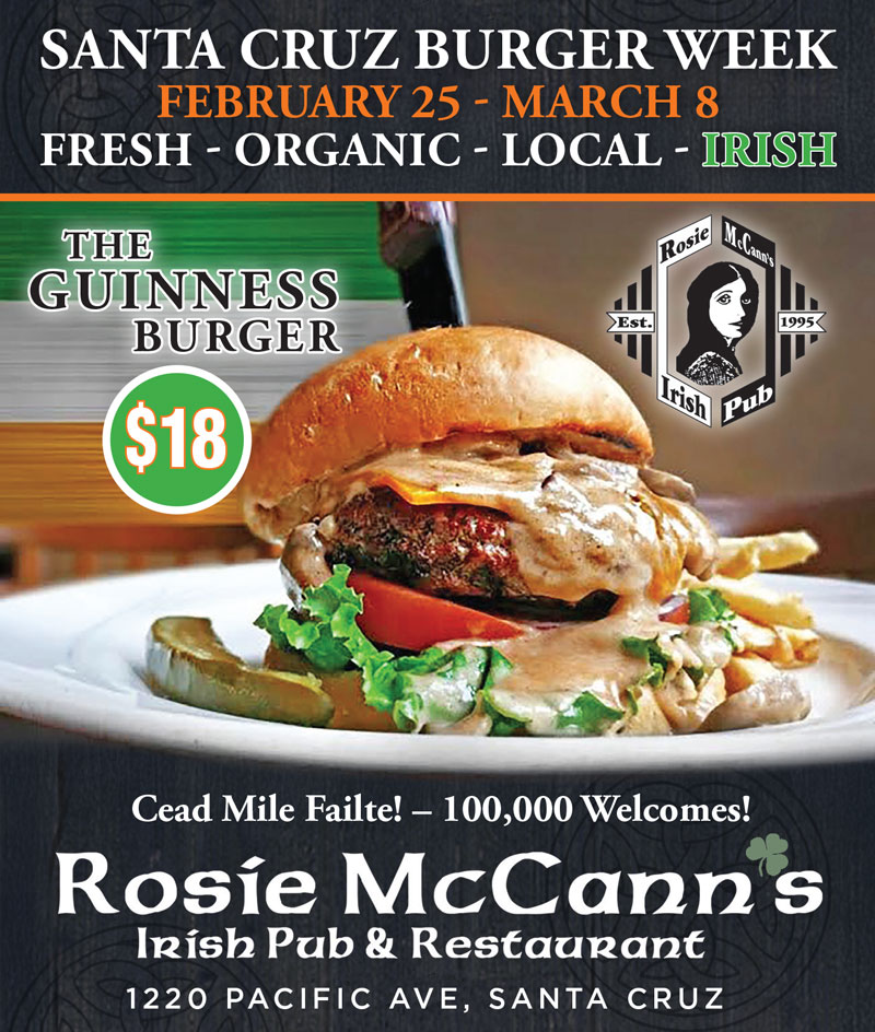 rosie mccann's, santa cruz burger week specials