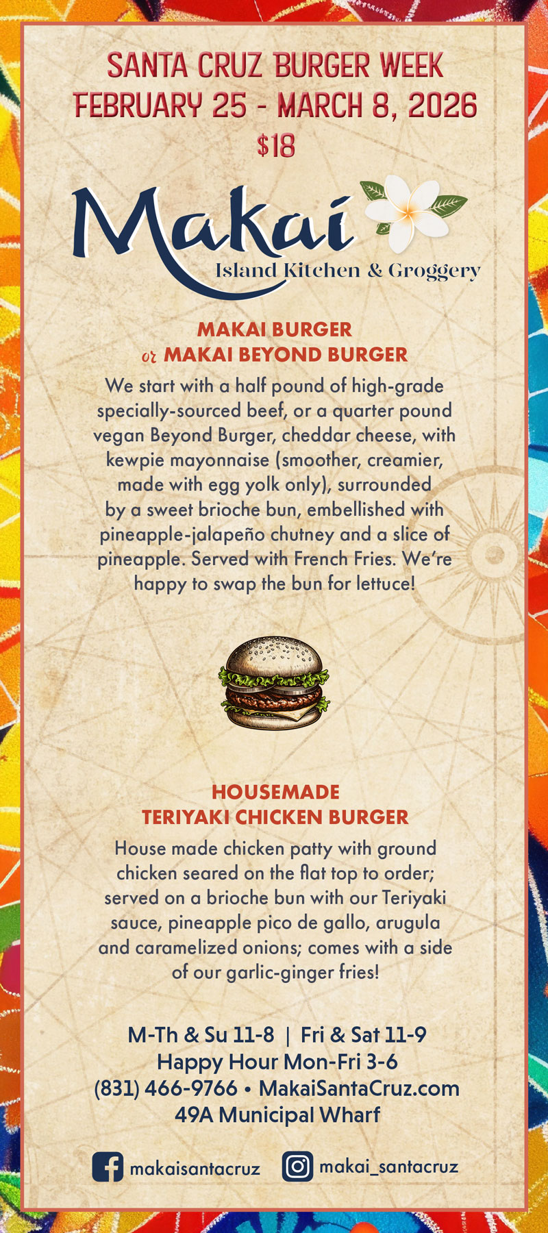 makai, santa cruz burger week specials